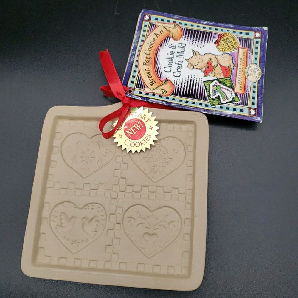 Vintage 1996 Brown Bag Cookie Art Cut Apart Hearts 5.25" x 5.25" Hill Designs